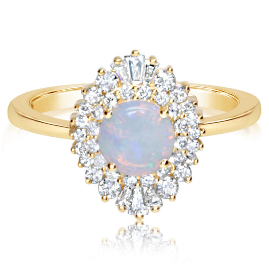 14K Yellow Gold Australian Opal/Diamond Ring