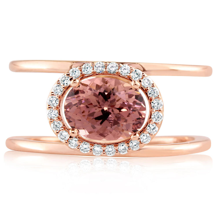 14K Rose Gold Amethyst/Diamond Ring