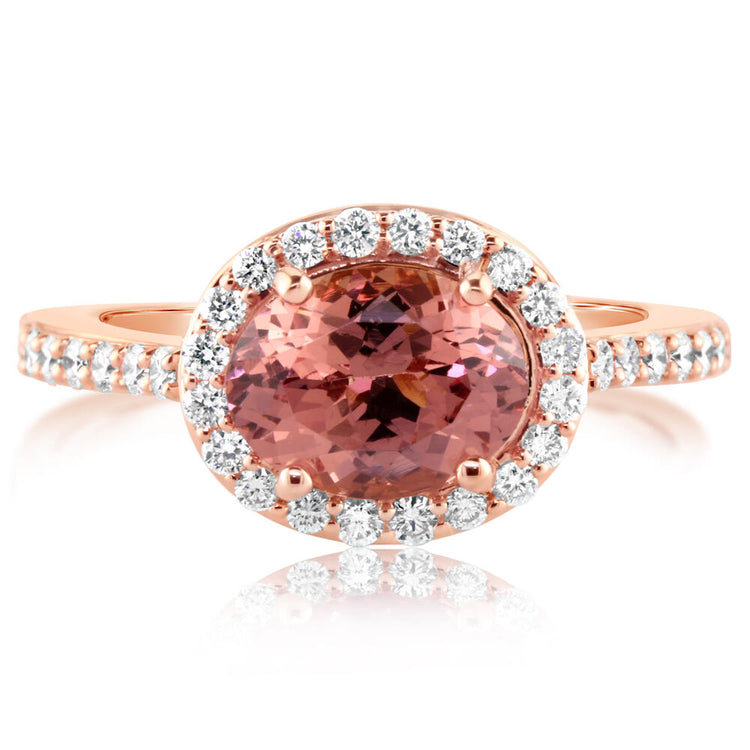 14K Rose Gold Lotus Garnet/Diamond Ring