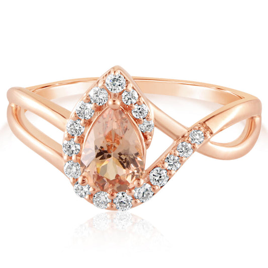 14K Rose Gold Lotus Garnet/Diamond Ring