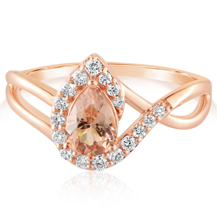 14K Rose Gold Lotus Garnet/Diamond Ring