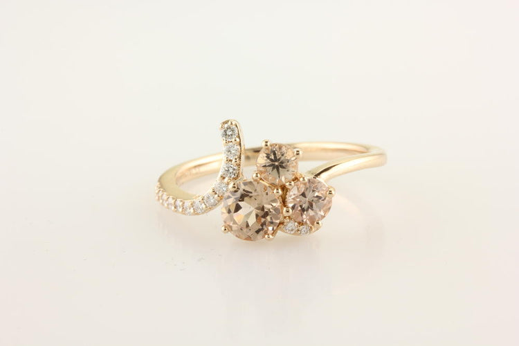 14K Rose Gold Lotus Garnet/Diamond Ring