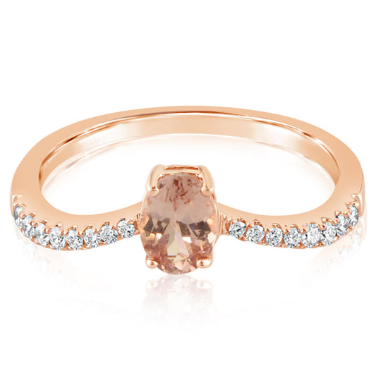 14K Rose Gold Lotus Garnet/Diamond Ring