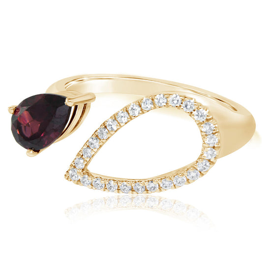 14K Rose Gold Rhodolite Garnet/Diamond Ring