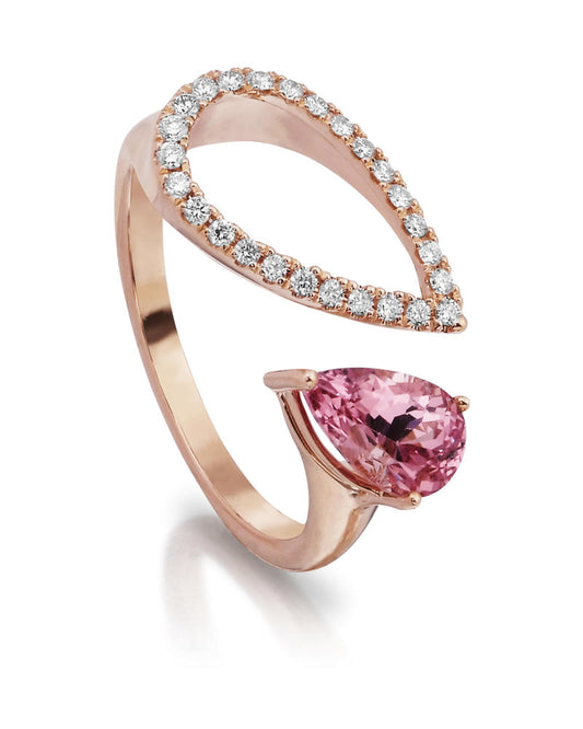 14K Rose Gold Lotus Garnet/Diamond Ring