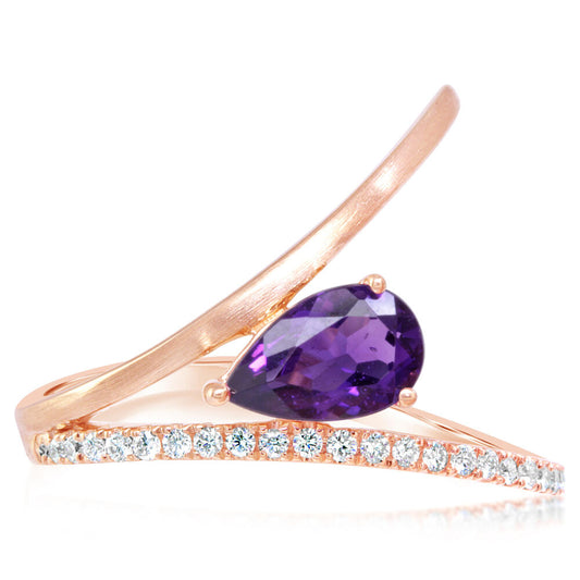 14K Rose Gold Amethyst/Diamond Ring