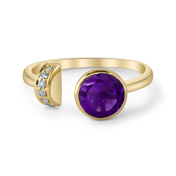 14K Yellow Gold Amethyst/Diamond Ring