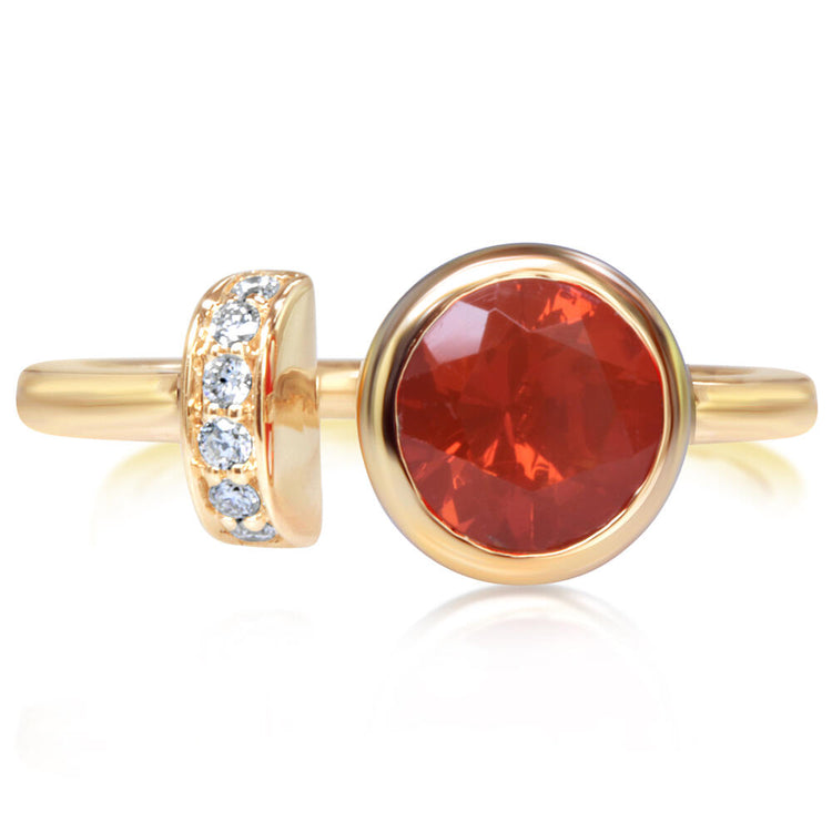 14K Yellow Gold Fire Opal/Diamond Ring