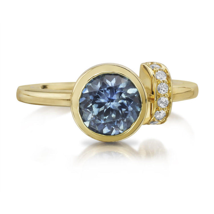 14K Yellow Gold Montana Sapphire/Diamond Ring