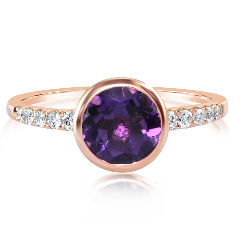 14K Rose Gold Amethyst/Diamond Ring