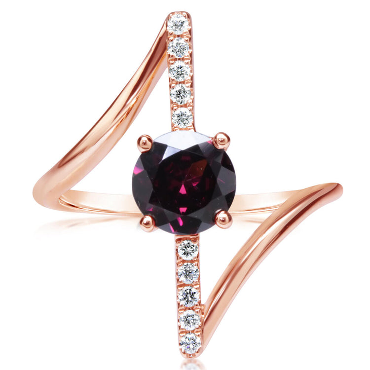 14K Yellow Gold Rhodolite Garnet/Diamond Ring