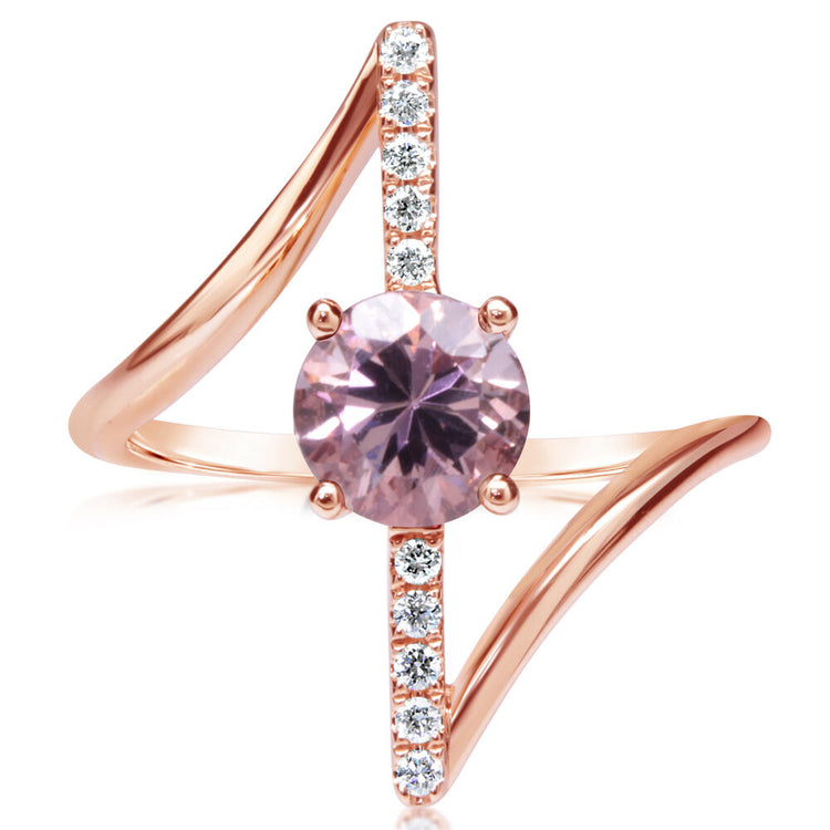 14K Rose Gold Lotus Garnet/Diamond Ring