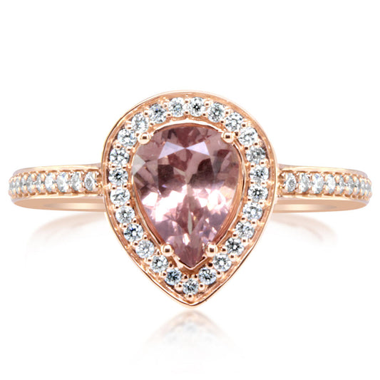 14K Rose Gold Lotus Garnet/Diamond Ring