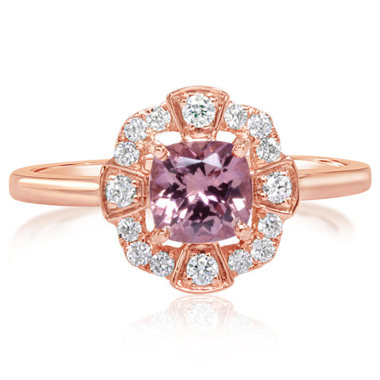 14K Rose Gold Lotus Garnet/Diamond Ring