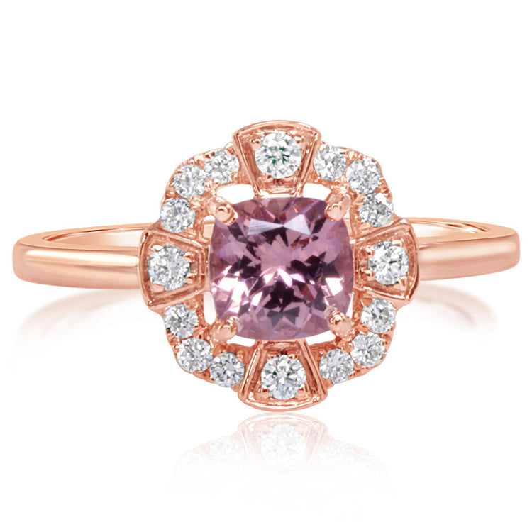 14K Rose Gold Lotus Garnet/Diamond Ring