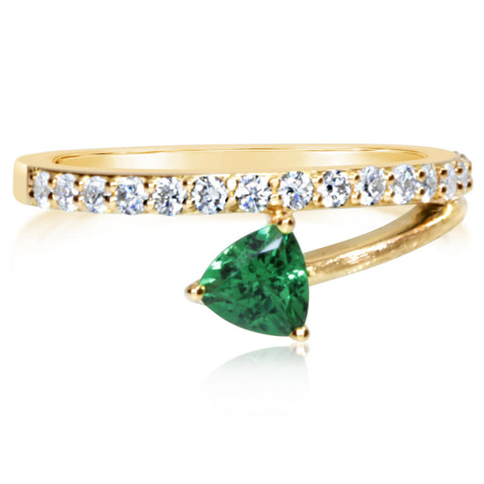 14K Yellow Gold Tsavorite/Diamond Ring