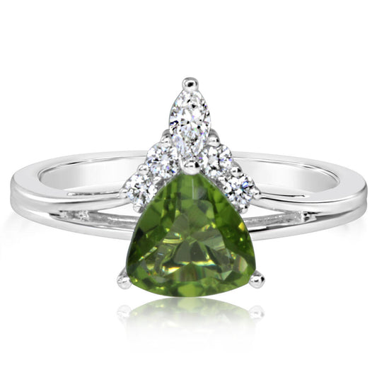 14K White Gold Peridot/Diamond Ring