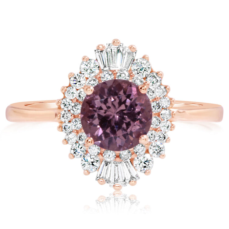 14K Rose Gold Lotus Garnet/Diamond Ring