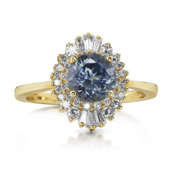 14K Yellow Gold Montana Sapphire/Diamond Ring