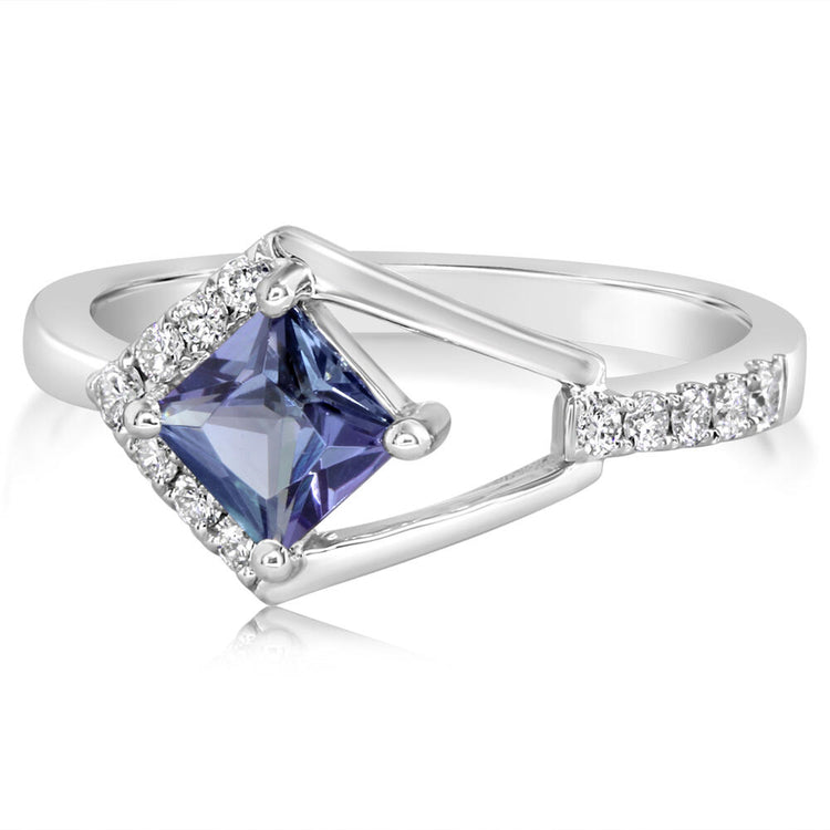 14K White Gold Peacock Tanzanite/Diamond Ring