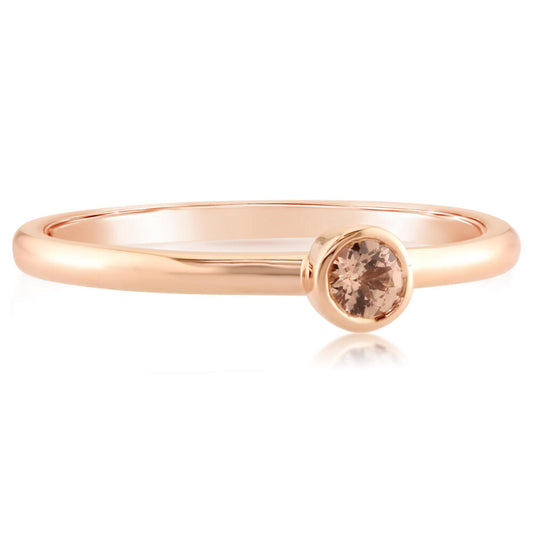 14K Rose Gold 3mm Round Lotus Garnet Stackable Ring