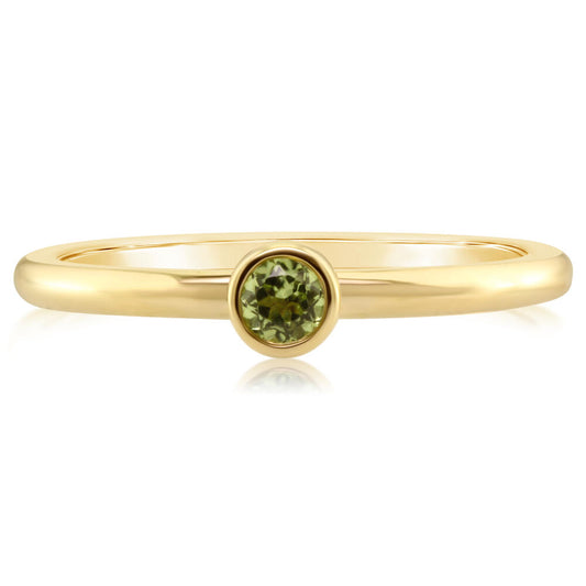 14K Yellow Gold 3mm Round Peridot Stackable Ring