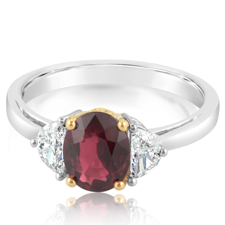 18K White Gold/18K Yellow Gold Mozambique Ruby/Diamond Ring