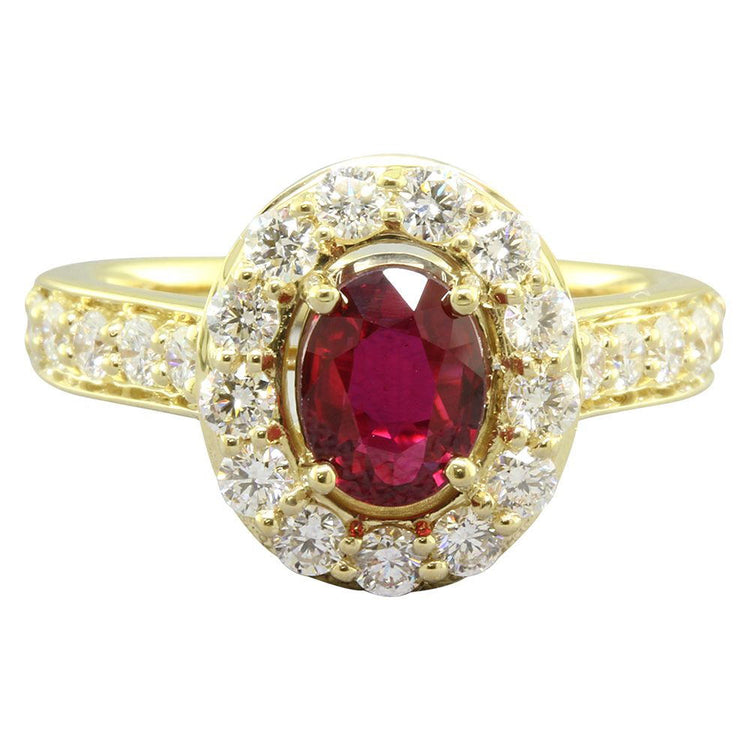 18K Yellow Gold Mozambique Ruby/Diamond Ring