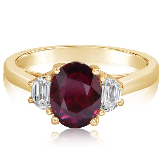 18K Yellow Gold Mozambique Ruby/Diamond Ring