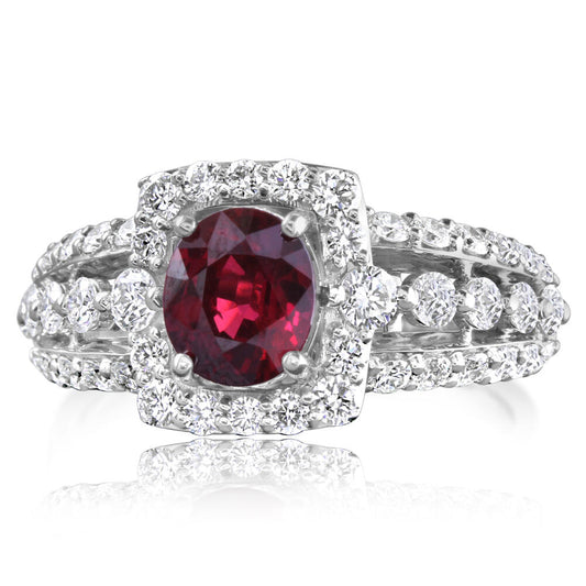 18K White Gold Mozambique Ruby/Diamond Ring