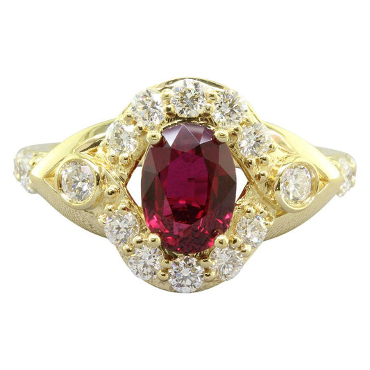 18K Yellow Gold Mozambique Ruby/Diamond Ring