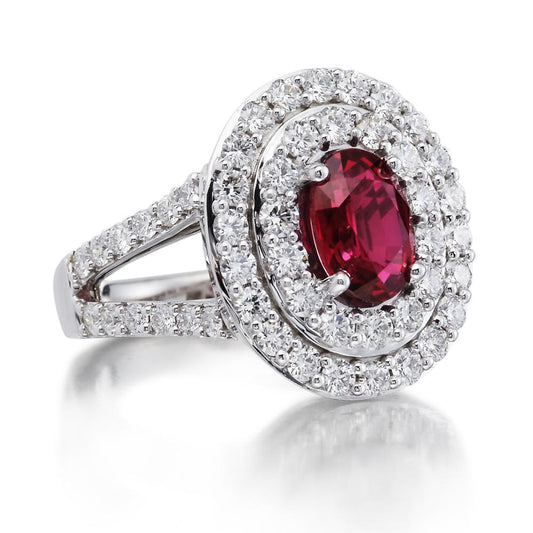 18K White Gold Mozambique Ruby/Diamond Ring