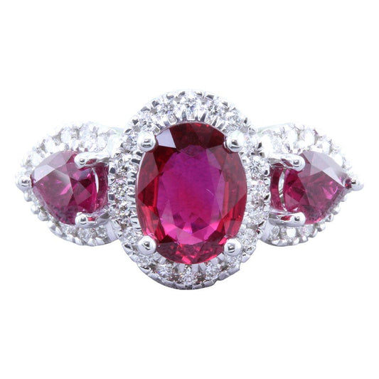 18K White Gold Mozambique Ruby/Diamond Ring