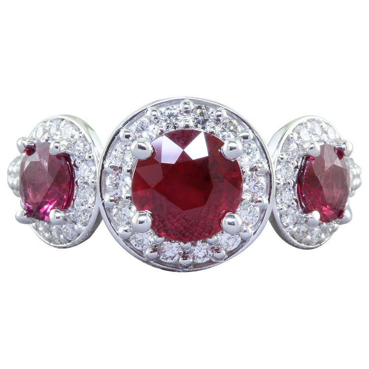 18K White Gold Mozambique Ruby/Diamond Ring