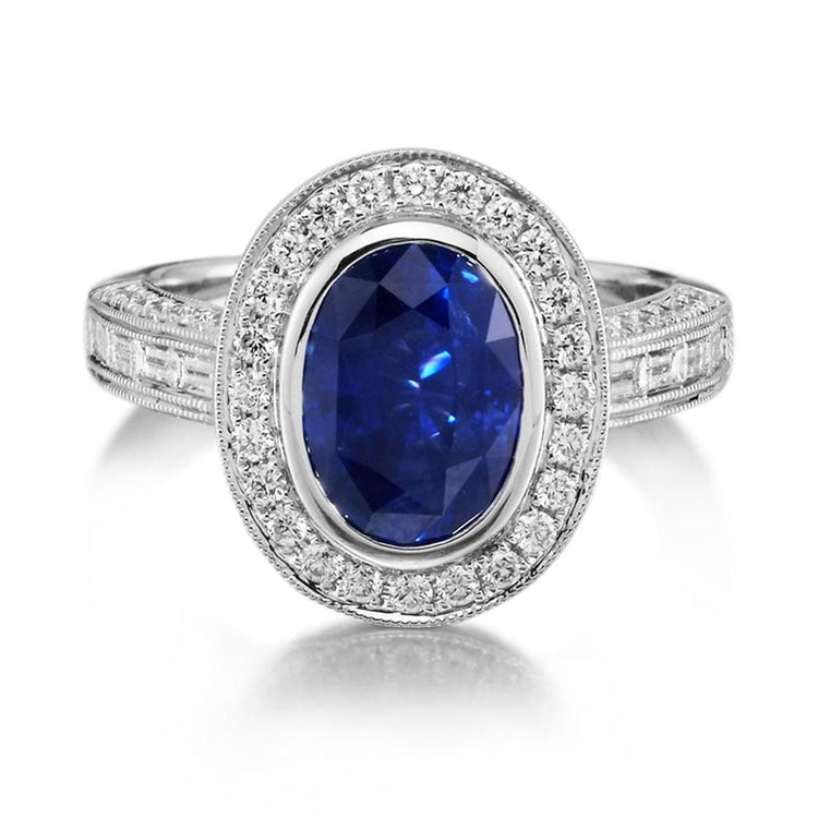 18K White Gold Ceylon Sapphire/Diamond Ring