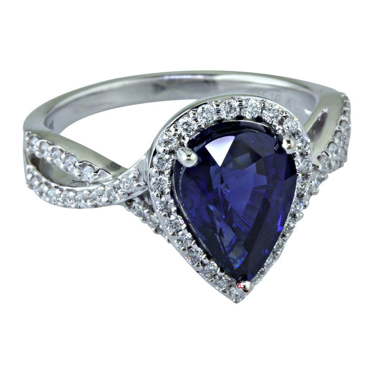 18K White Gold Ceylon Sapphire/Diamond Ring