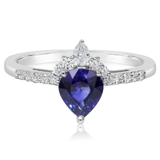 14K White Gold Ceylon Sapphire/Diamond Ring