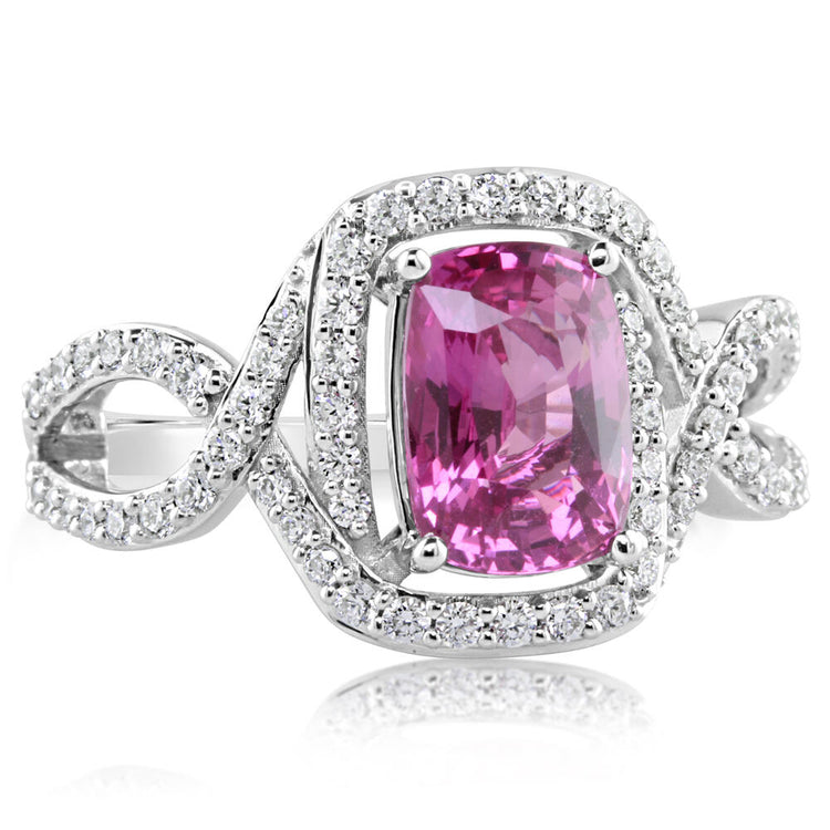 18K White Gold Pink Sapphire/Diamond Ring