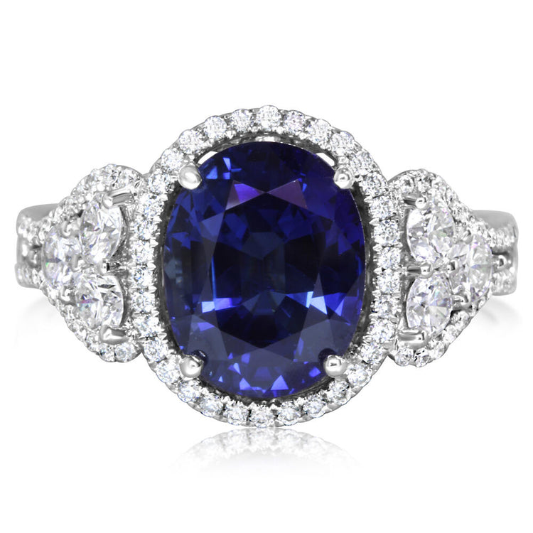 18K White Gold Thai Sapphire/Diamond Ring