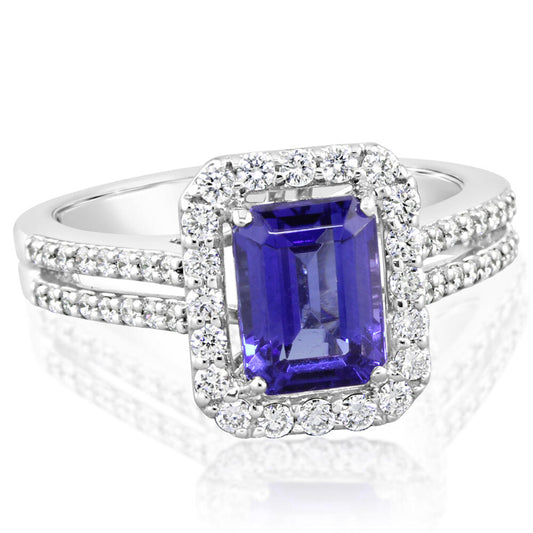 18K White Gold Tanzanite/Diamond Ring