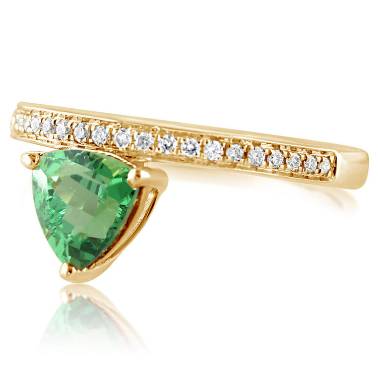 14K Yellow Gold Tsavorite/Diamond Ring