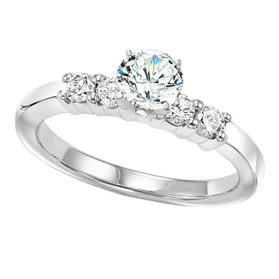 14K Diamond 4 Stones Shared Prong Engagement Ring 1/5 ctw