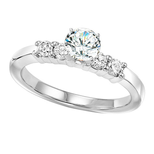 14K Diamond 4 Stones Shared Prong Engagement Ring 1/5 ctw