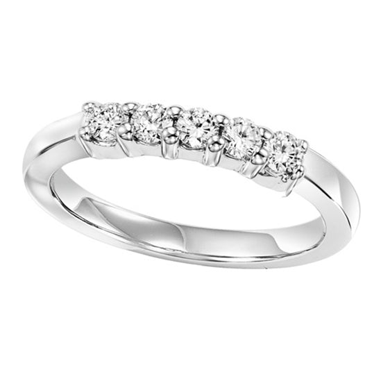 14K Diamond 5 Stones Shared Prong Band 1/3 ctw