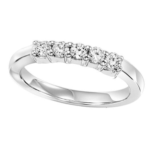 14K Diamond 5 Stones Shared Prong Band 1/3 ctw