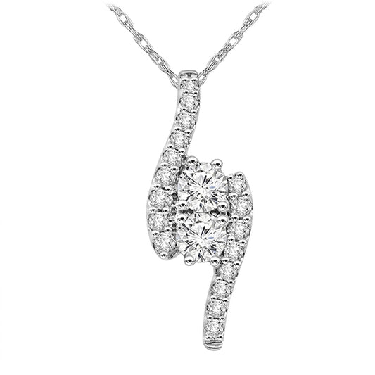 14K Diamond Two Stone Pendant 1 ctw