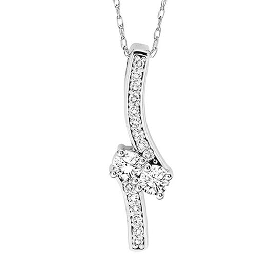 14K Diamond Two Stone Pendant 1 ctw