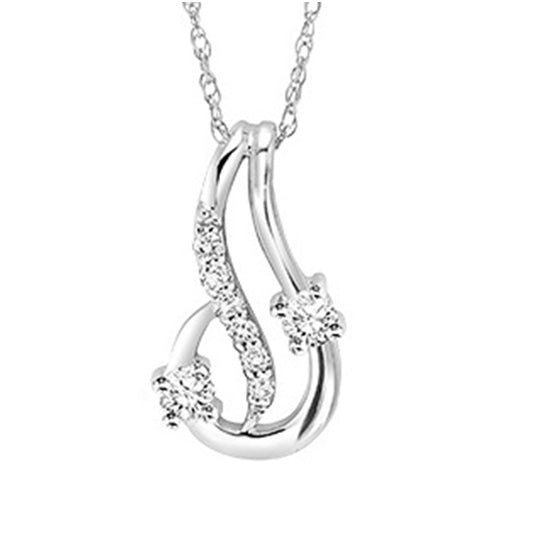 14K Diamond Two Stone Pendant 1/7 ctw