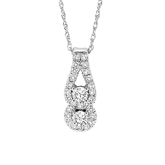 14K Diamond Two Stone Pendant 1/4 ctw