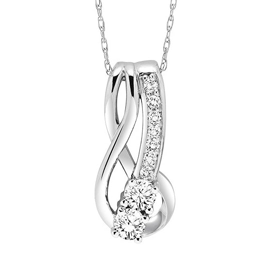 14K Diamond Two Stone Pendant 1/4 ctw